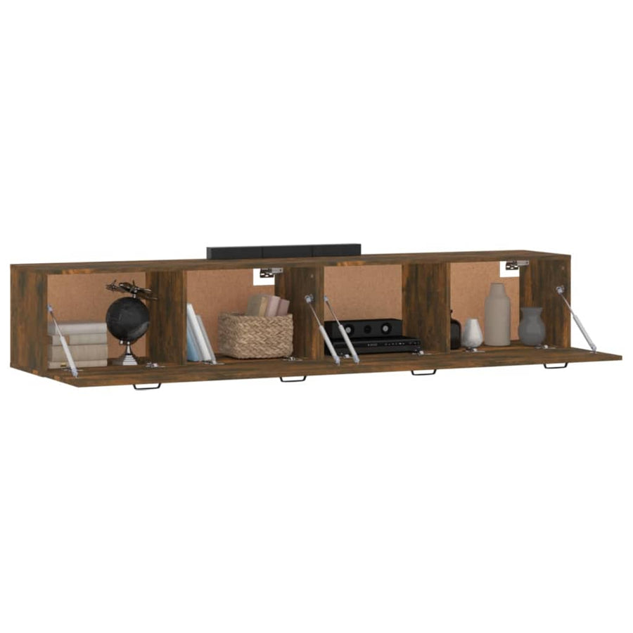 Wandkasten 2 St 100X36,5X35Cm Bewerkt Hout Gerookt Eikenkleurig