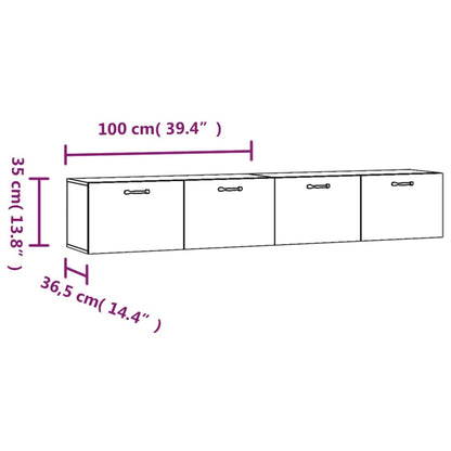 Wandkasten 2 St 100X36,5X35Cm Bewerkt Hout Gerookt Eikenkleurig