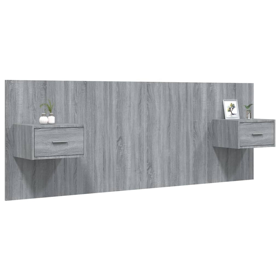 Hoofdbord Met Kastjes Bewerkt Hout Eikenkleurig 1 Grijs sonoma