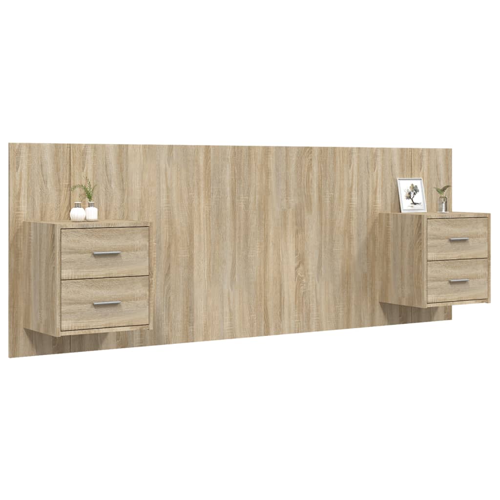 Hoofdbord Met Kastjes Bewerkt Hout Kleurig 1 Sonoma eiken