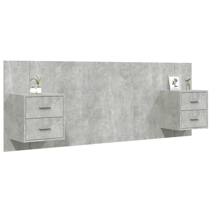 Hoofdbord Met Kastjes Bewerkt Hout Betongrijs