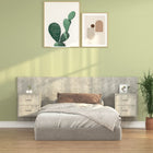 Headboard with cabinets treated wood concrete grey