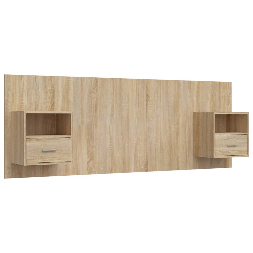 Hoofdbord met kastjes bewerkt hout sonoma eikenkleurig