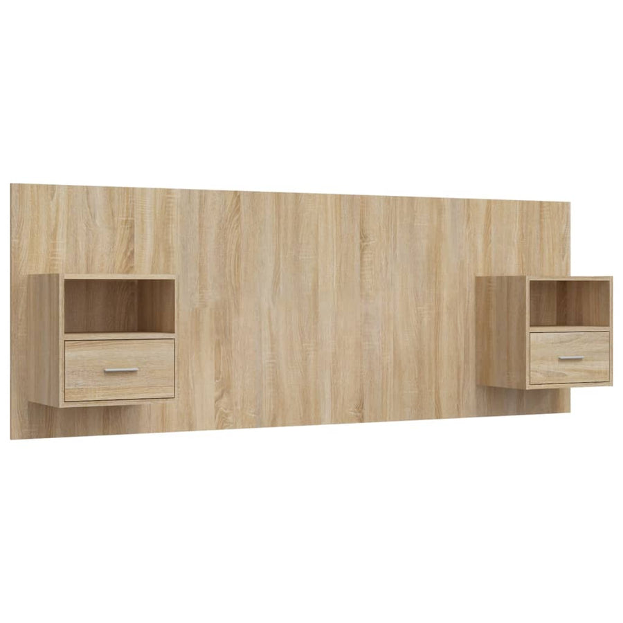 Hoofdbord met kastjes bewerkt hout sonoma eikenkleurig