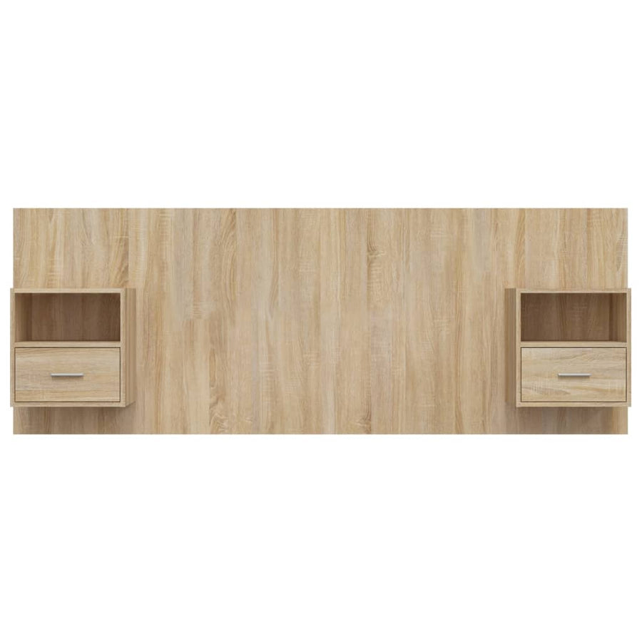 Hoofdbord met kastjes bewerkt hout sonoma eikenkleurig
