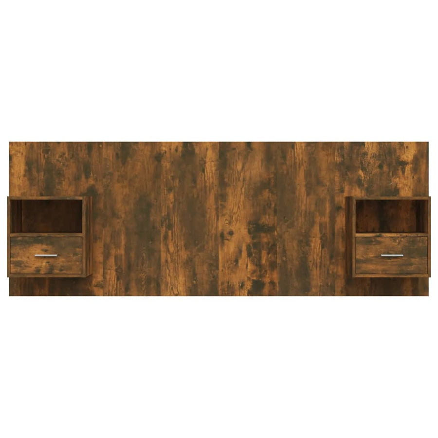 Hoofdbord Met Kastjes Bewerkt Hout Kleurig 1 Gerookt eiken
