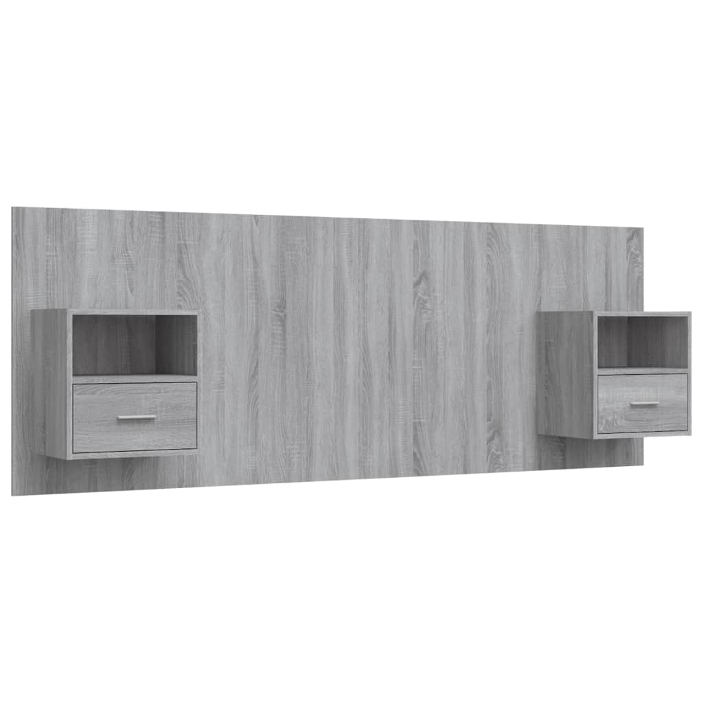 Hoofdbord Met Kastjes Bewerkt Hout Eikenkleurig 1 Grijs sonoma 1 lade en 1 schap