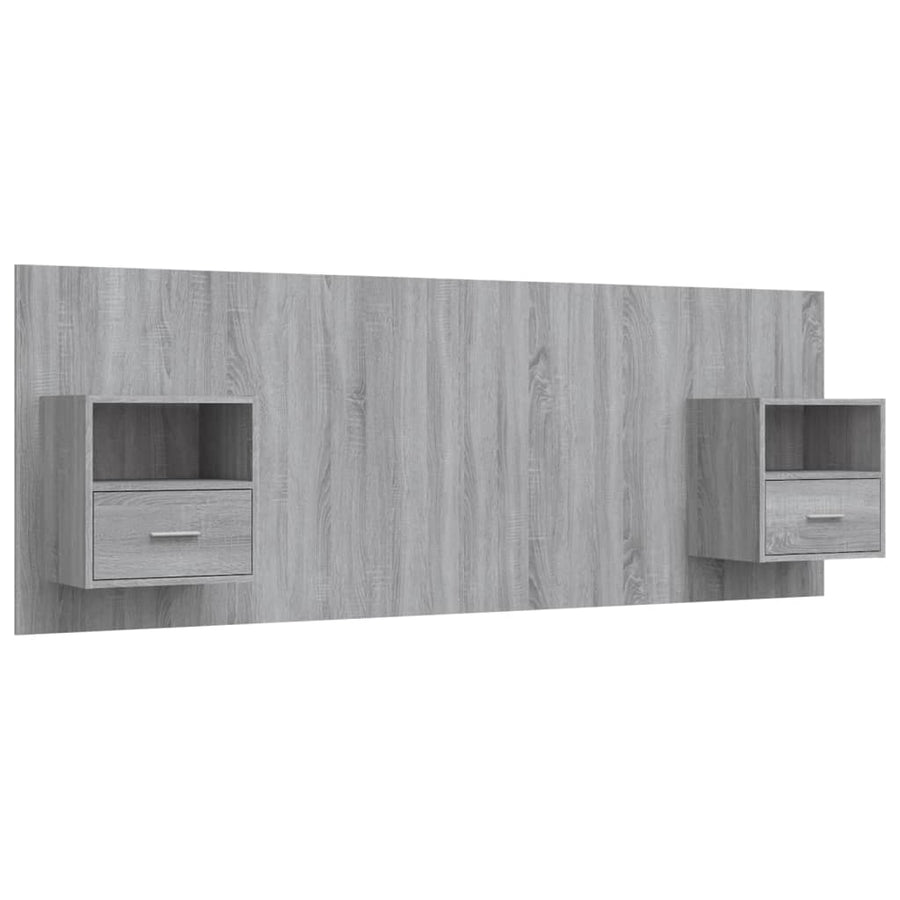 Hoofdbord Met Kastjes Bewerkt Hout Eikenkleurig 1 Grijs sonoma 1 lade en 1 schap