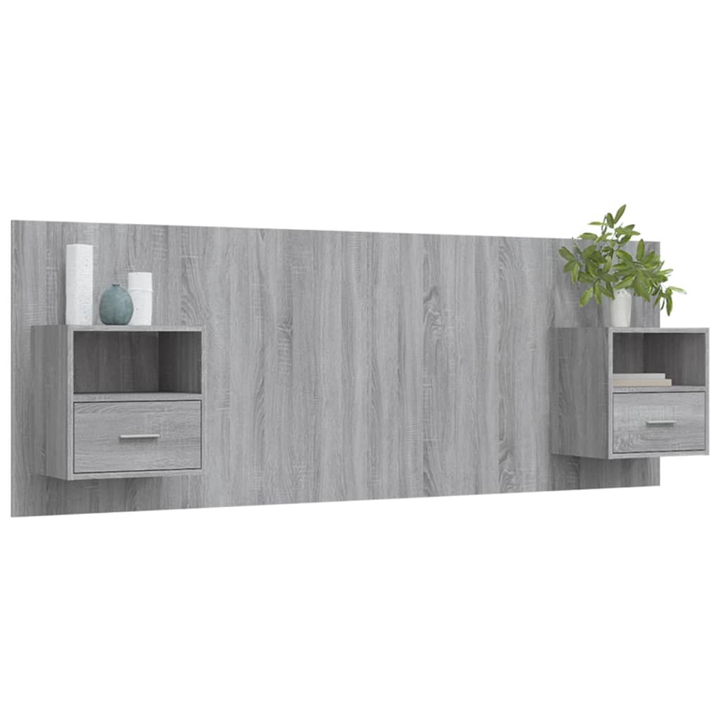 Hoofdbord Met Kastjes Bewerkt Hout Eikenkleurig 1 Grijs sonoma 1 lade en 1 schap