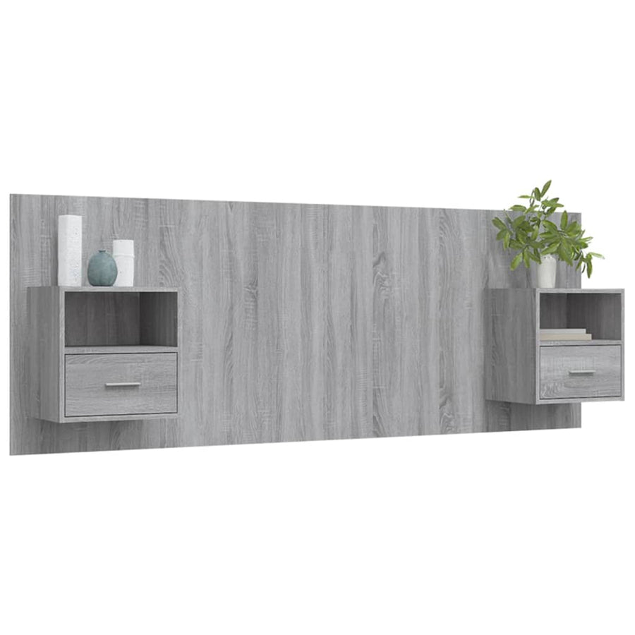Hoofdbord Met Kastjes Bewerkt Hout Eikenkleurig 1 Grijs sonoma 1 lade en 1 schap