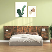 Headboard with cabinets, ornate smoked oak wood