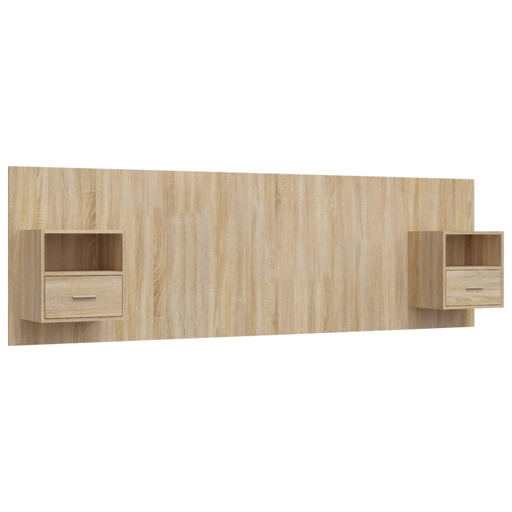 Hoofdbord met kastjes bewerkt hout sonoma eikenkleurig