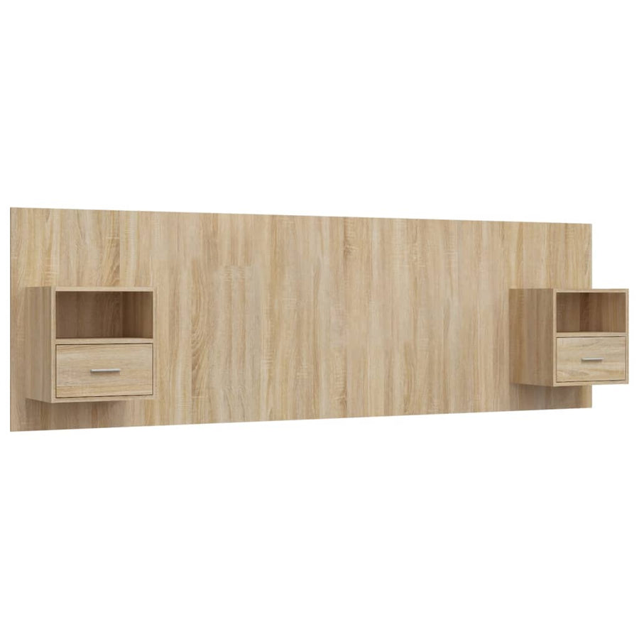 Hoofdbord met kastjes bewerkt hout sonoma eikenkleurig