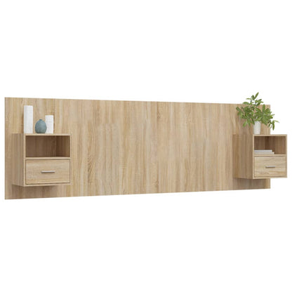 Hoofdbord met kastjes bewerkt hout sonoma eikenkleurig