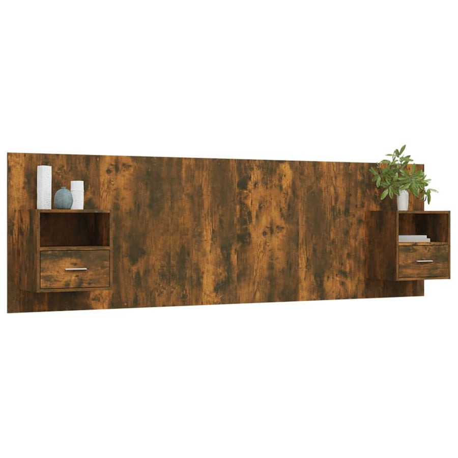 Hoofdbord Met Kastjes Bewerkt Hout Kleurig 1 Gerookt eiken