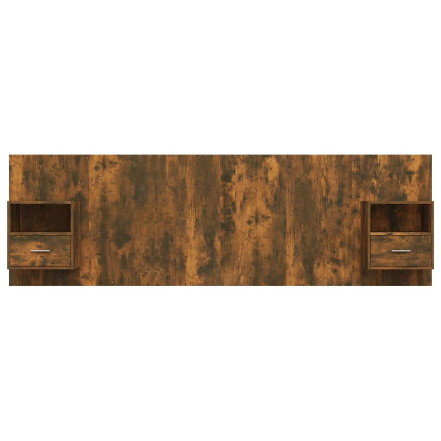Hoofdbord Met Kastjes Bewerkt Hout Kleurig 1 Gerookt eiken