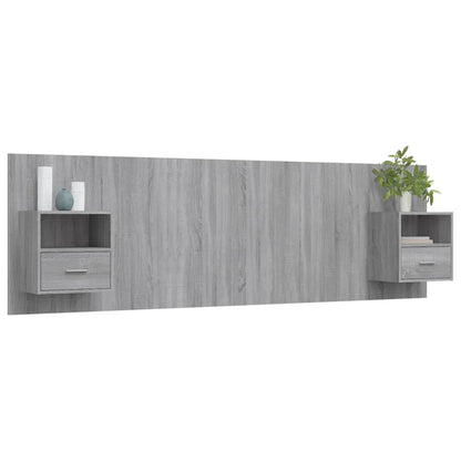 Hoofdbord Met Kastjes Bewerkt Hout Grijs Sonoma Eikenkleurig