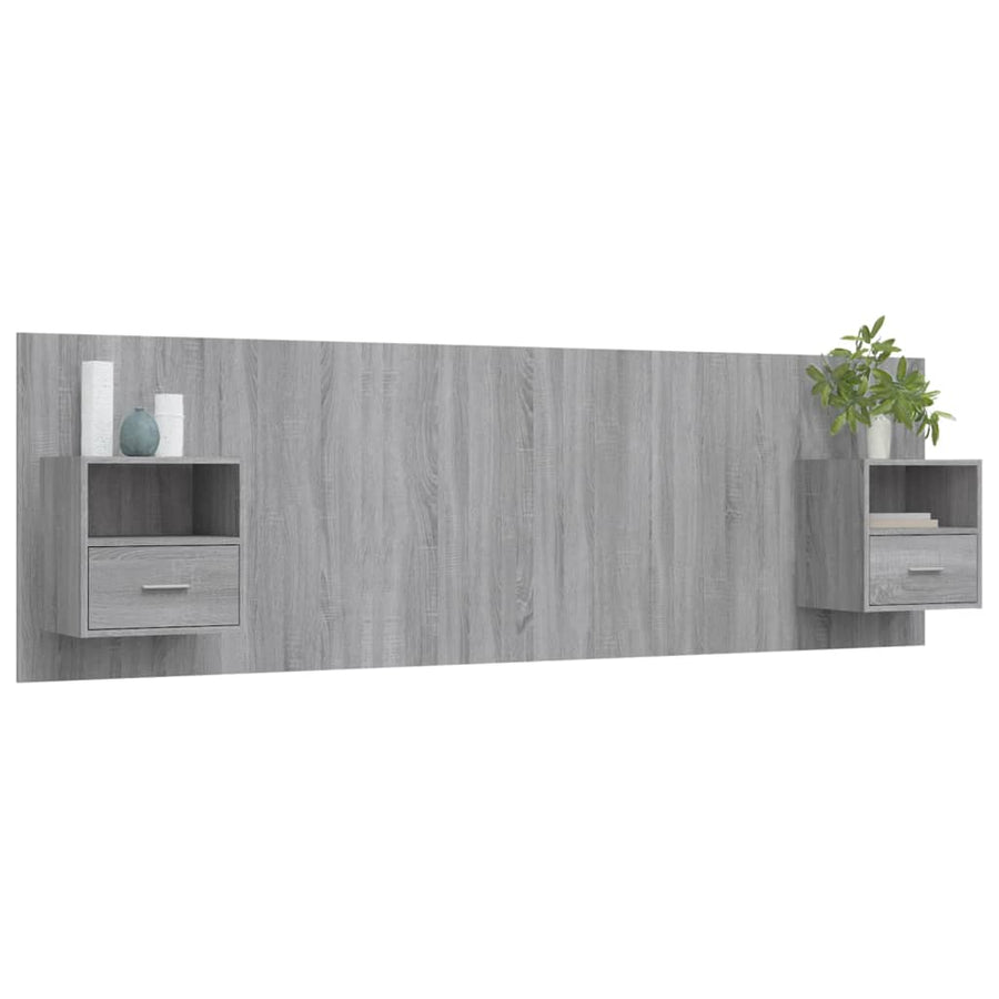 Hoofdbord Met Kastjes Bewerkt Hout Grijs Sonoma Eikenkleurig