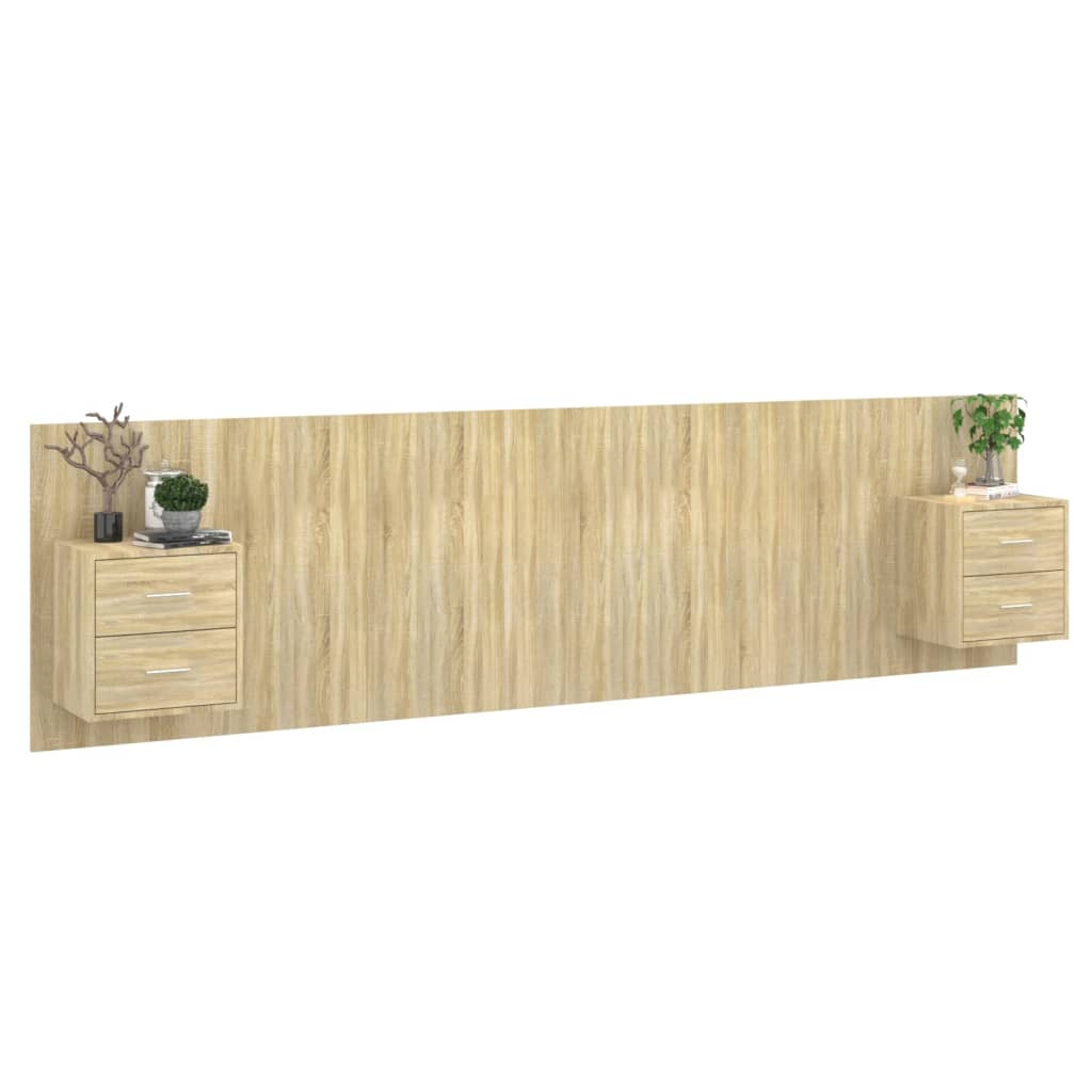 Hoofdbord Met Kastjes Bewerkt Hout Kleurig 1 Sonoma eiken