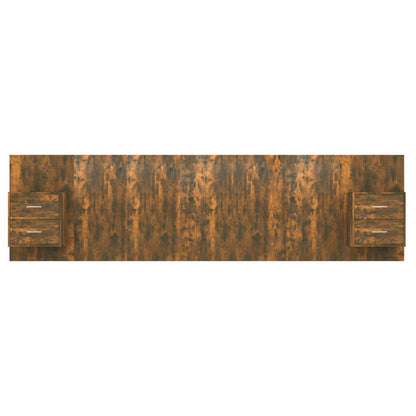 Hoofdbord Met Kastjes Bewerkt Hout Gerookt Eikenkleurig