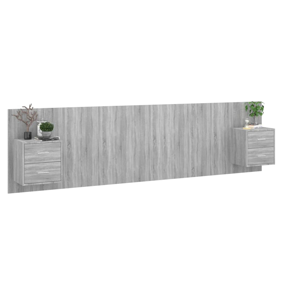 Hoofdbord Met Kastjes Bewerkt Hout Eikenkleurig 1 Grijs sonoma