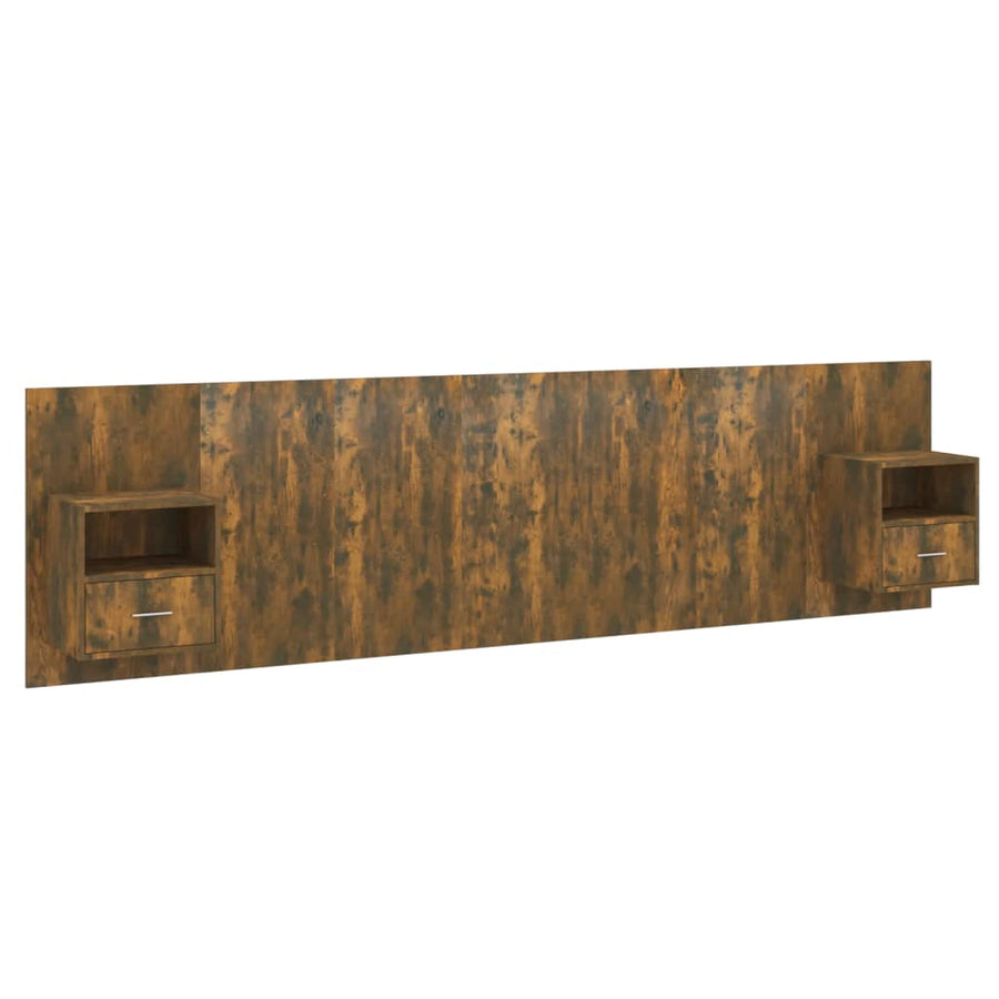 Hoofdbord Met Kastjes Bewerkt Hout Kleurig 1 Gerookt eiken
