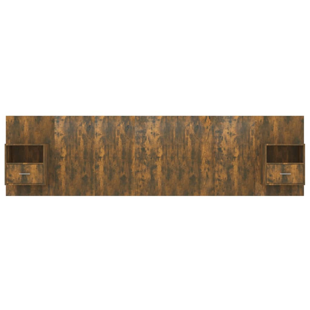 Hoofdbord Met Kastjes Bewerkt Hout Kleurig 1 Gerookt eiken