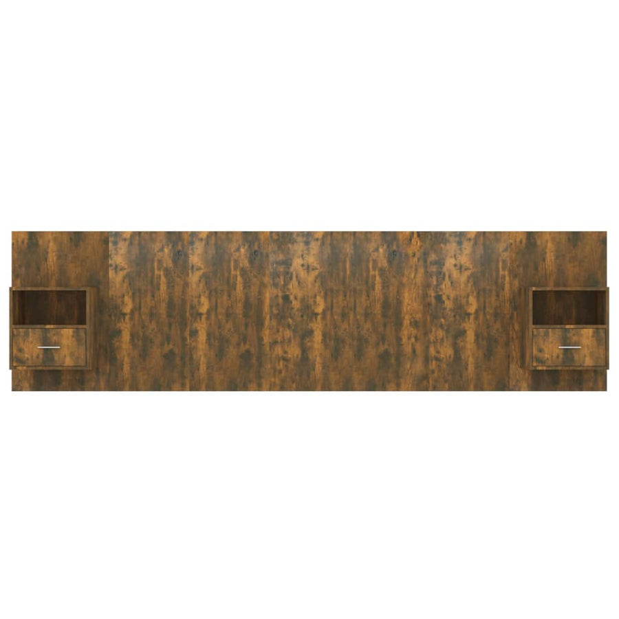 Hoofdbord Met Kastjes Bewerkt Hout Kleurig 1 Gerookt eiken
