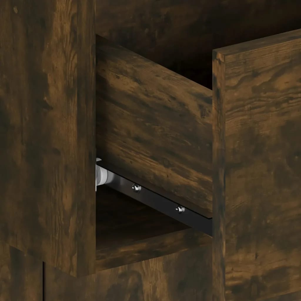 Hoofdbord Met Kastjes Bewerkt Hout Gerookt Eikenkleurig