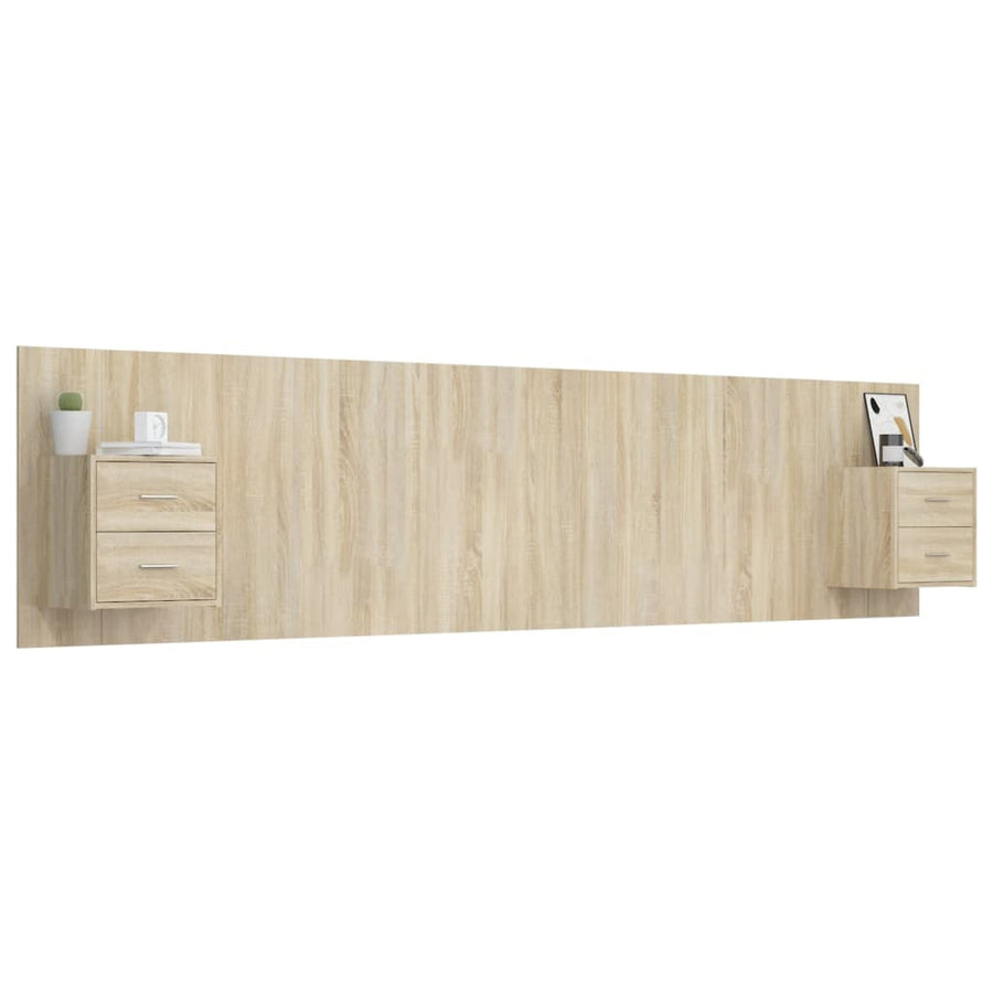 Hoofdbord Met Kastjes Bewerkt Hout Kleurig 1 Sonoma eiken