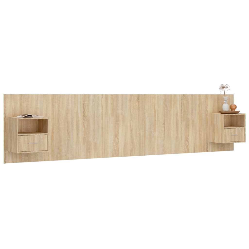 Hoofdbord met kastjes bewerkt hout sonoma eikenkleurig