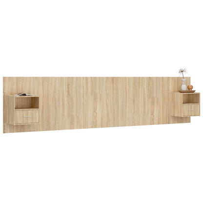 Hoofdbord met kastjes bewerkt hout sonoma eikenkleurig