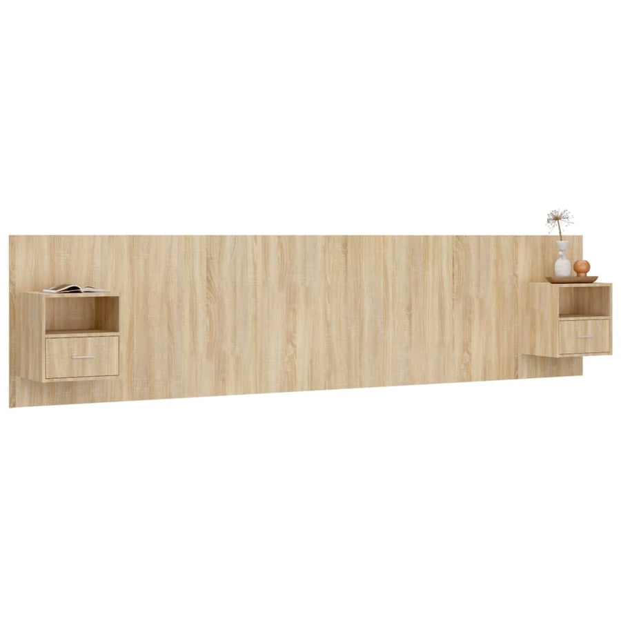 Hoofdbord met kastjes bewerkt hout sonoma eikenkleurig