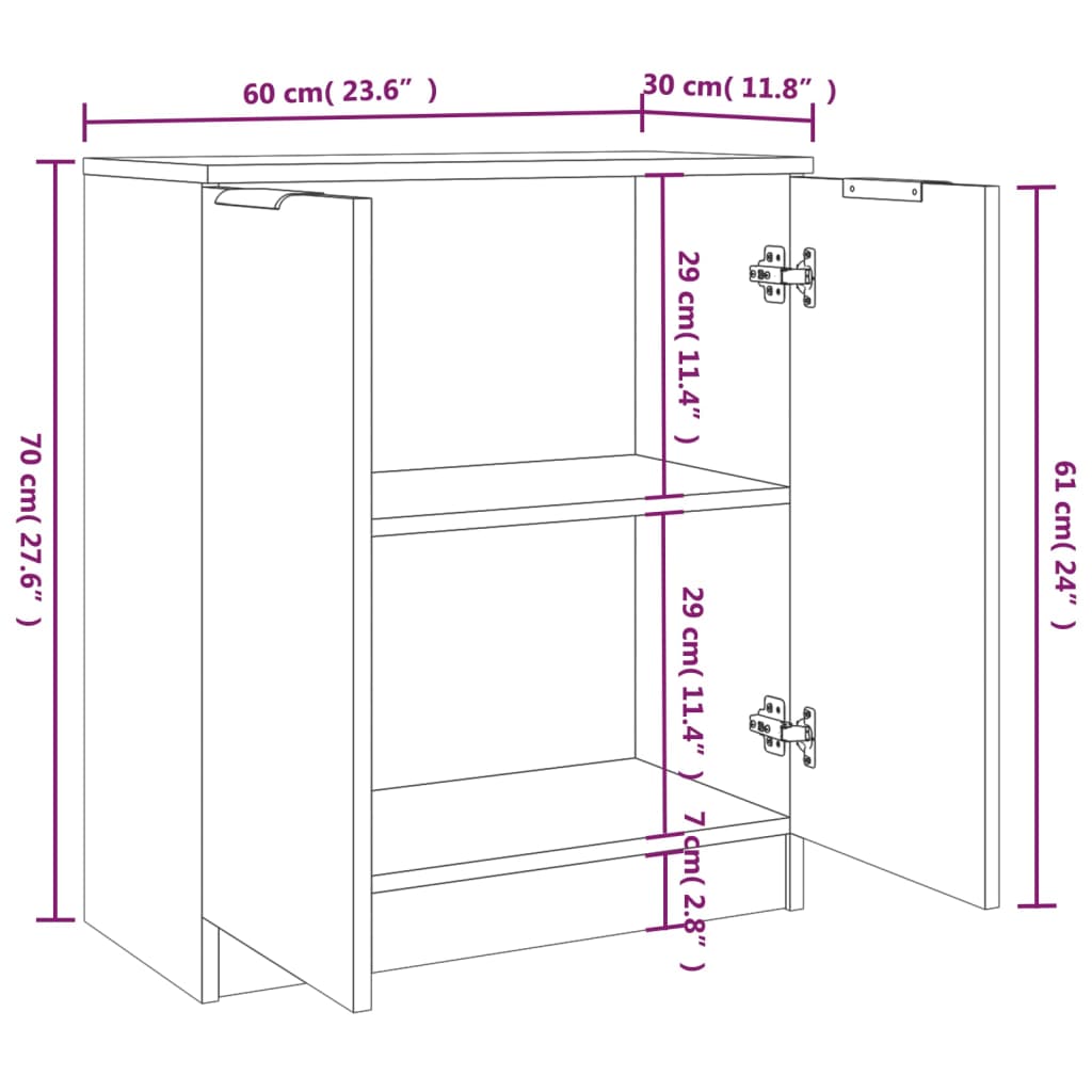 Dressoirs 60X30X70 Cm Bewerkt Hout Kleurig Gerookt eiken