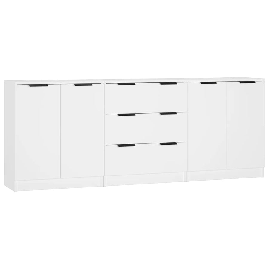 3 st Dressoirs bewerkt hout wit Wit