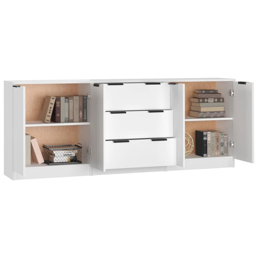 3 st Dressoirs bewerkt hout wit Wit
