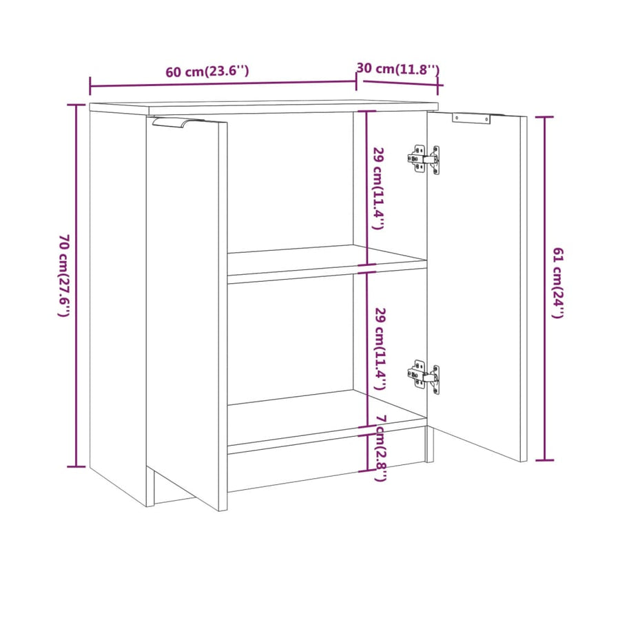3 st Dressoirs bewerkt hout wit Wit