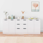 Dressoir bewerkt hout wit 60x30x70 cm (3-delig)