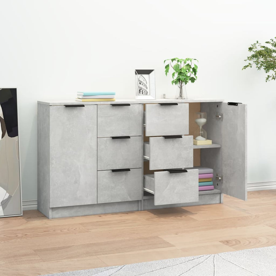 Dressoirs 2 St 60X30X70 Cm Bewerkt Hout Betongrijs