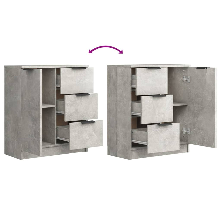 Dressoirs 2 St 60X30X70 Cm Bewerkt Hout Betongrijs