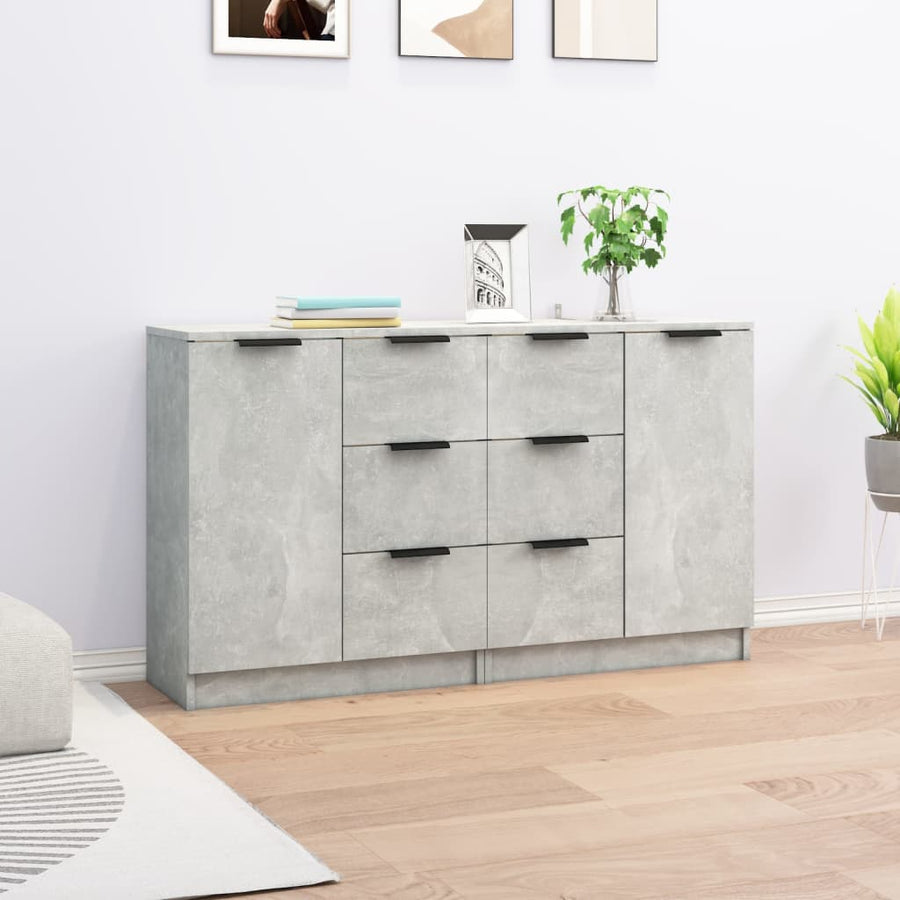 Dressoirs 2 St 60X30X70 Cm Bewerkt Hout Betongrijs
