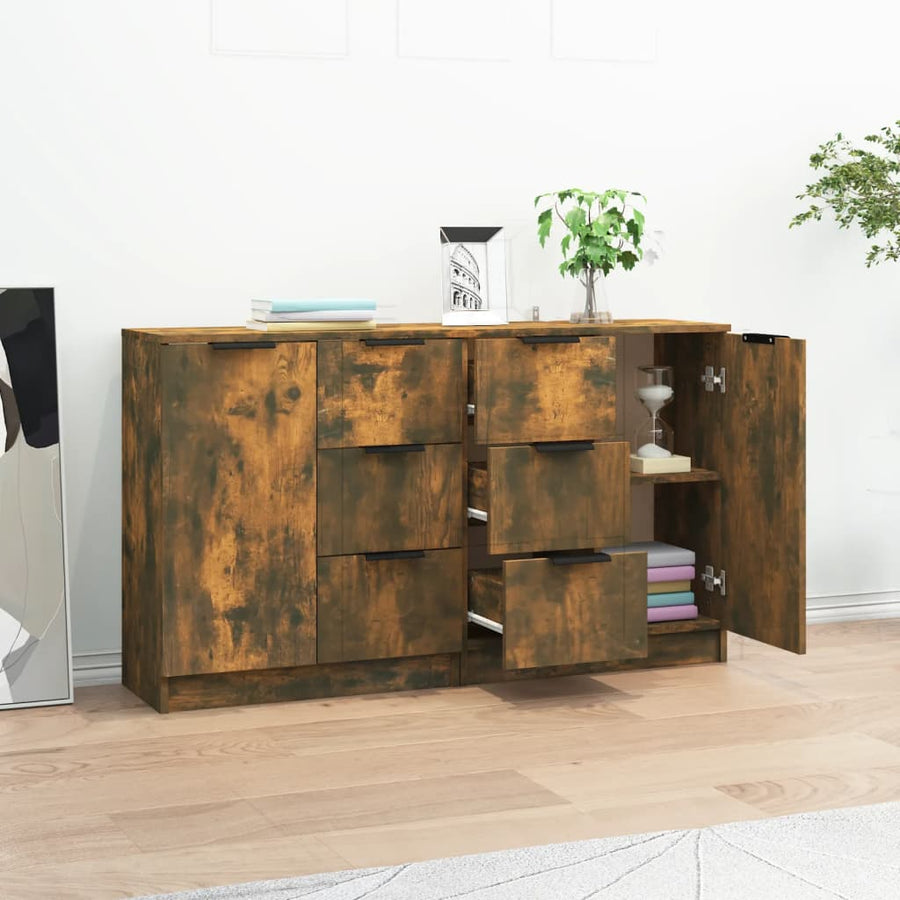 Dressoirs 2 St 60X30X70 Cm Bewerkt Hout Gerookt Eikenkleurig