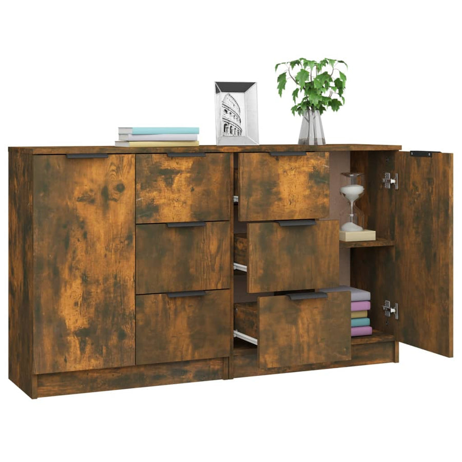Dressoirs 2 St 60X30X70 Cm Bewerkt Hout Gerookt Eikenkleurig