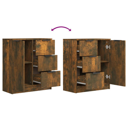 Dressoirs 2 St 60X30X70 Cm Bewerkt Hout Gerookt Eikenkleurig