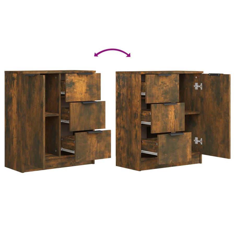 Dressoirs 2 St 60X30X70 Cm Bewerkt Hout Gerookt Eikenkleurig