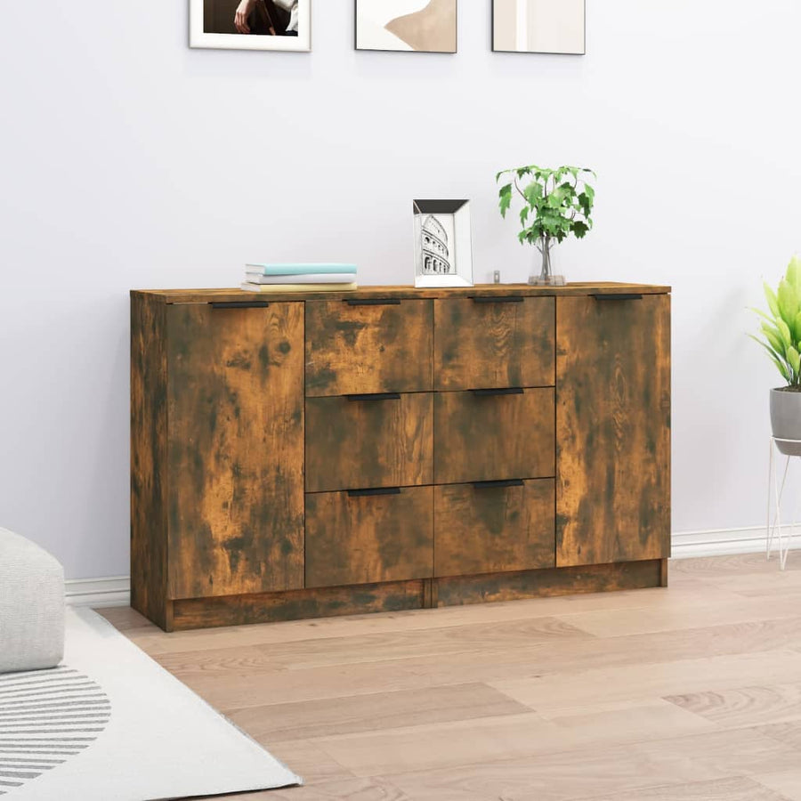 Dressoirs 2 St 60X30X70 Cm Bewerkt Hout Gerookt Eikenkleurig