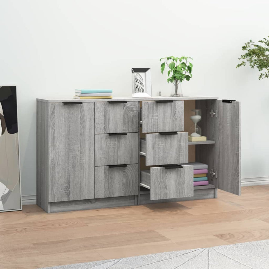 Dressoirs 2 St 60X30X70 Cm Bewerkt Hout Grijs Sonoma Eikenkleur
