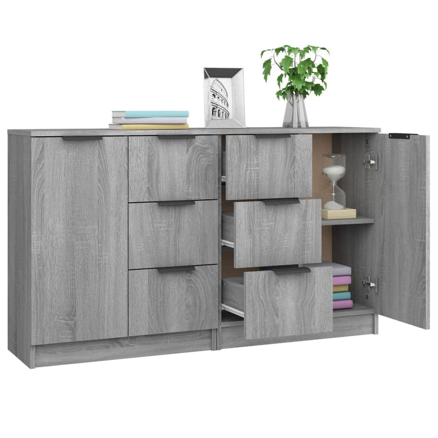 Dressoirs 2 St 60X30X70 Cm Bewerkt Hout Grijs Sonoma Eikenkleur