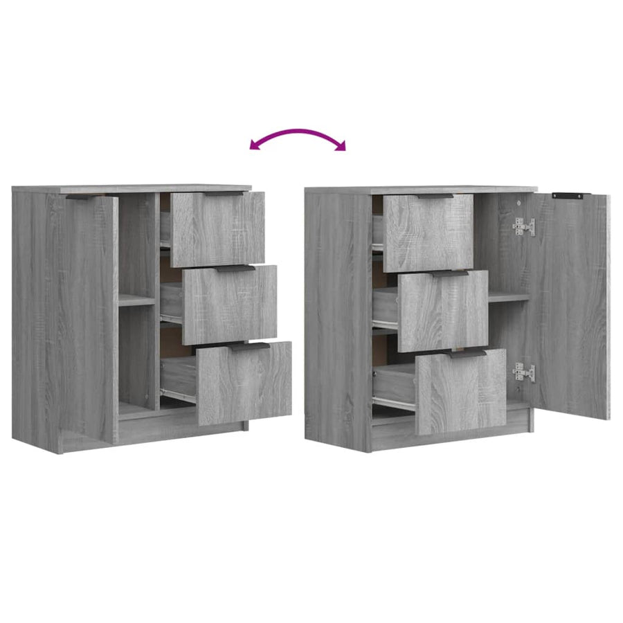 Dressoirs 2 St 60X30X70 Cm Bewerkt Hout Grijs Sonoma Eikenkleur