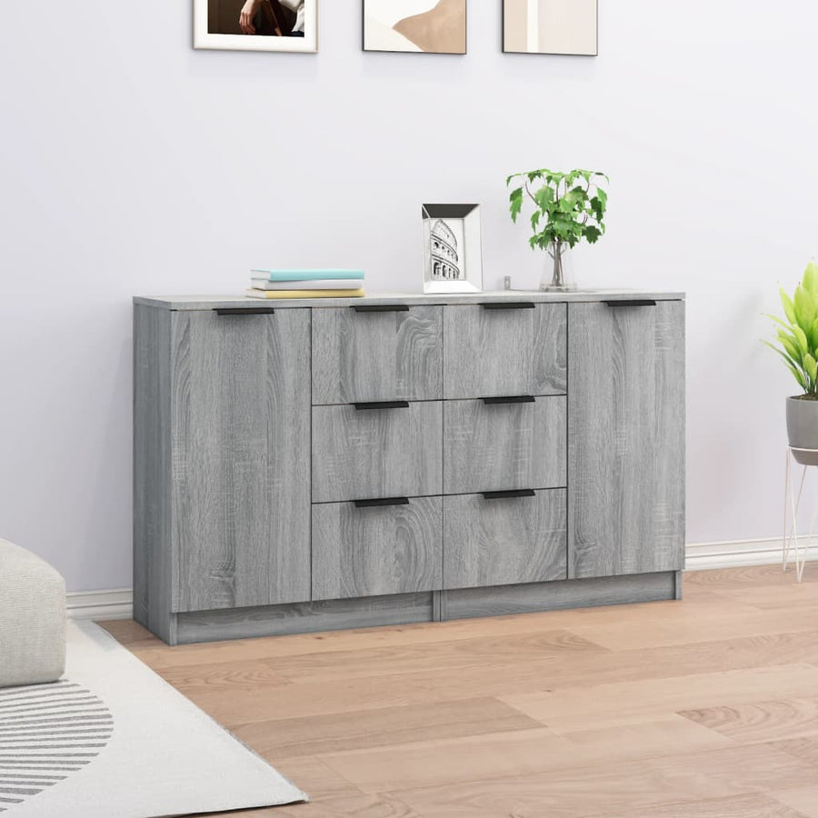 Dressoirs 2 St 60X30X70 Cm Bewerkt Hout Grijs Sonoma Eikenkleur